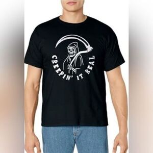 NWOT Unisex Black Short Sleeve Creepin It Real Graphic Tee Shirt Halloween - M